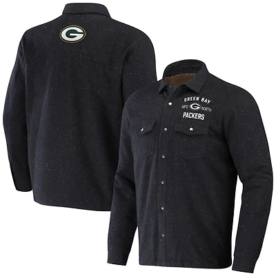 Veste Shacket à boutons-pression pour homme de la collection NFL x Darius Rucker Fanatics, couleur anthracite, des Green Bay Packers