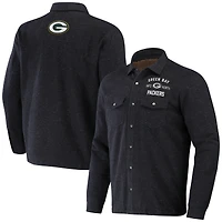Veste Shacket à boutons-pression pour homme de la collection NFL x Darius Rucker Fanatics, couleur anthracite, des Green Bay Packers