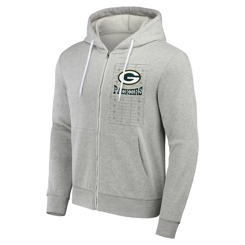 Sweat à capuche zippé pour homme de la collection NFL x Darius Rucker Fanatics Heather Gray Green Bay Packers Domestic