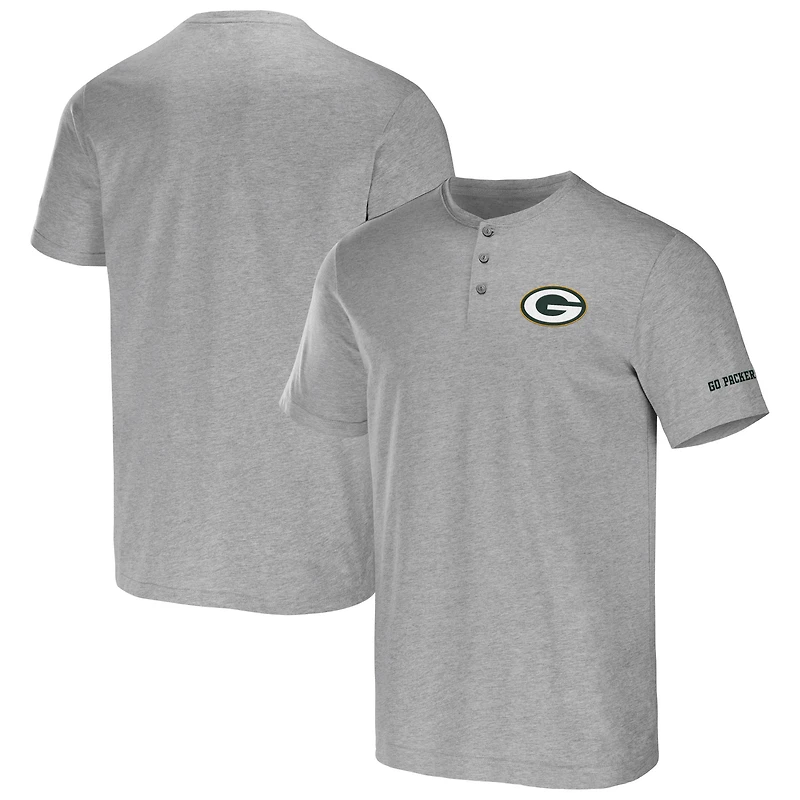 Collection NFL x Darius Rucker pour hommes par Fanatics T-shirt Henley gris chiné des Packers de Green Bay
