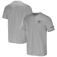 Collection NFL x Darius Rucker pour hommes par Fanatics T-shirt Henley gris chiné des Packers de Green Bay