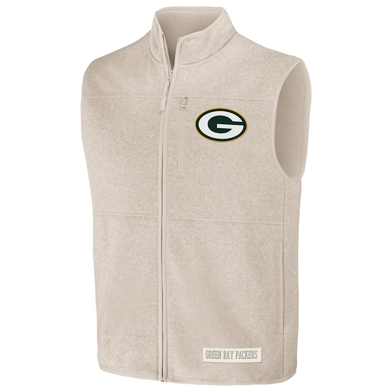 Gilet zippé pour homme de la collection NFL x Darius Rucker Fanatics Oatmeal Green Bay Packers