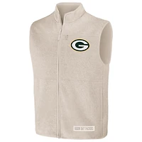 Gilet zippé pour homme de la collection NFL x Darius Rucker Fanatics Oatmeal Green Bay Packers