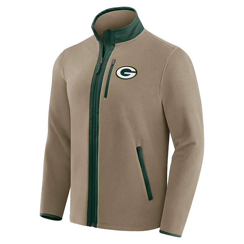 Men's NFL x Darius Rucker Collection by Fanatics Tan Green Bay Packers Heavyweight Polar Fleece Full-Zip Jacket