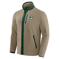 Men's NFL x Darius Rucker Collection by Fanatics  Tan Green Bay Packers Heavyweight Polar Fleece Full-Zip Jacket