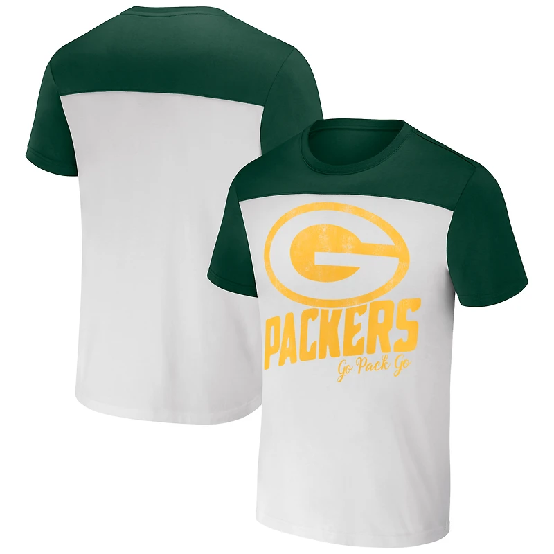 T-shirt colorblock pour homme de la collection NFL x Darius Rucker Fanatics blanc/vert des Green Bay Packers
