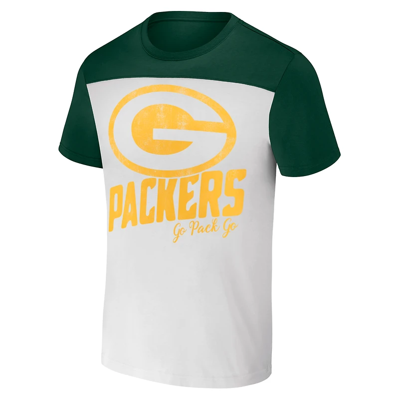 T-shirt colorblock pour homme de la collection NFL x Darius Rucker Fanatics blanc/vert des Green Bay Packers