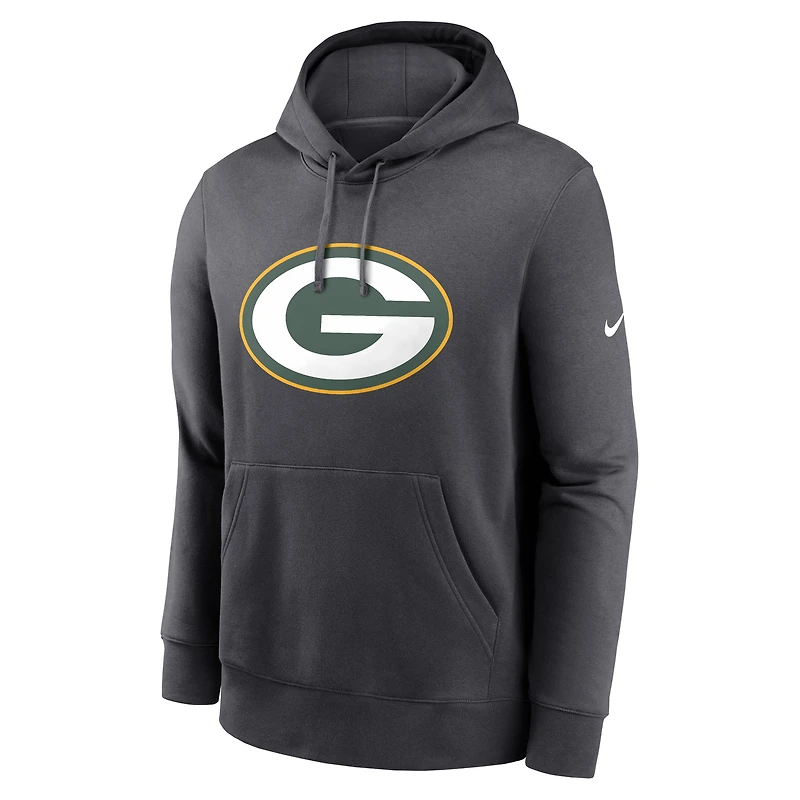 Men's Nike Anthracite Green Bay Packers Primetime Club Logo Hoodie