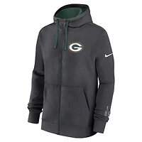 Men's Nike Anthracite Green Bay Packers Primetime Club Full-Zip Hoodie
