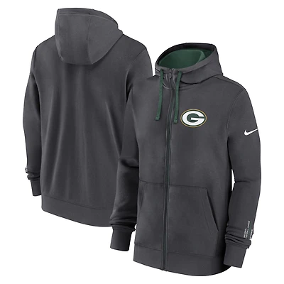 Men's Nike Anthracite Green Bay Packers Primetime Club Full-Zip Hoodie