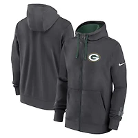 Men's Nike Anthracite Green Bay Packers Primetime Club Full-Zip Hoodie