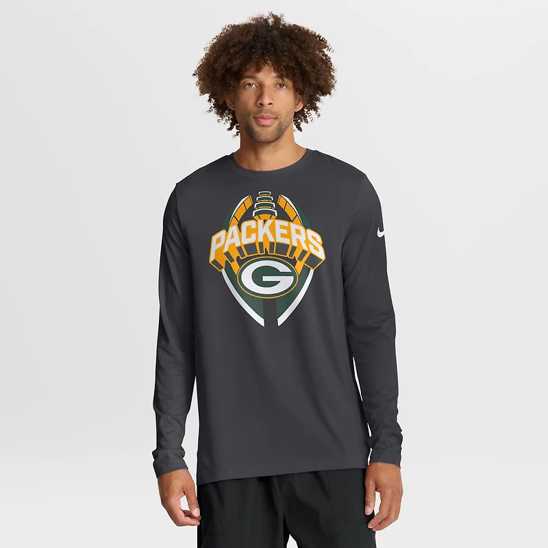 Men's Nike Anthracite Green Bay Packers Primetime Legend Icon Performance Long Sleeve T-Shirt