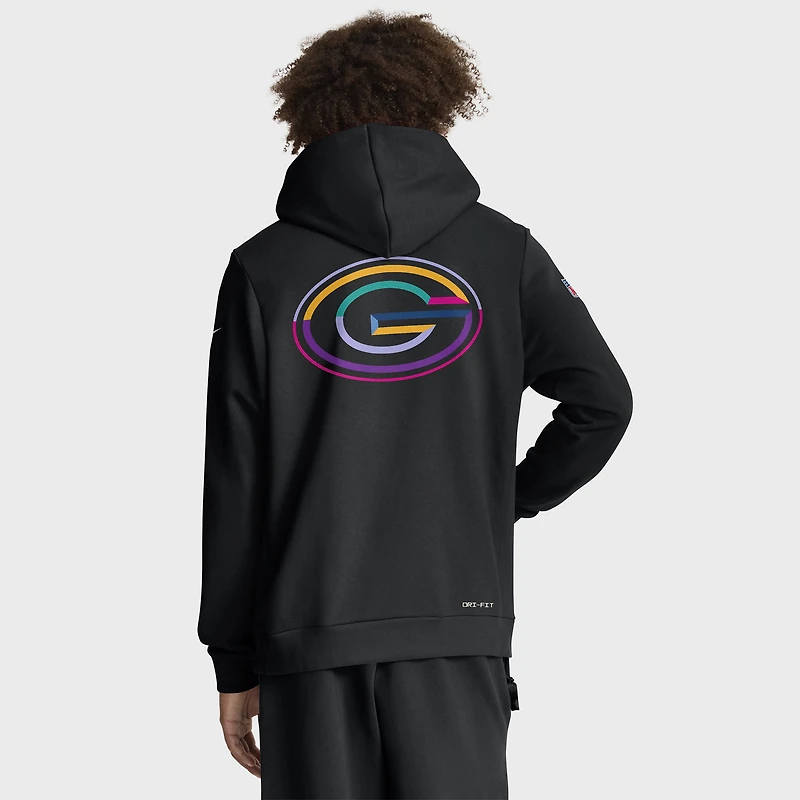 Men's Nike Black Green Bay Packers 2025 NFL Crucial Catch Sideline Standard Issue Dri-FIT Hoodie