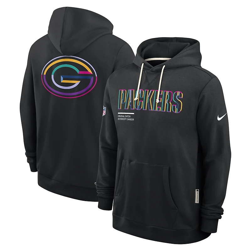 Men's Nike Black Green Bay Packers 2025 NFL Crucial Catch Sideline Standard Issue Dri-FIT Hoodie