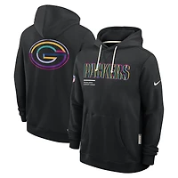 Men's Nike Black Green Bay Packers 2025 NFL Crucial Catch Sideline Standard Issue Dri-FIT Hoodie