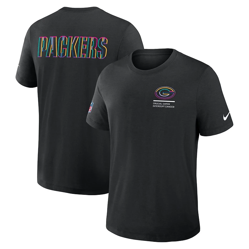 T-shirt Nike noir pour homme Green Bay Packers NFL Crucial Catch 2025 Dri-FIT