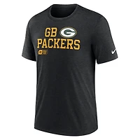 Men's Nike Black Green Bay Packers Overlap Lockup Tri-Blend T-Shirt