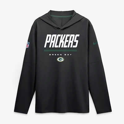 Men's Nike Green Bay Packers Sideline Lightweight Long Sleeve Hooded Dri-FIT Top