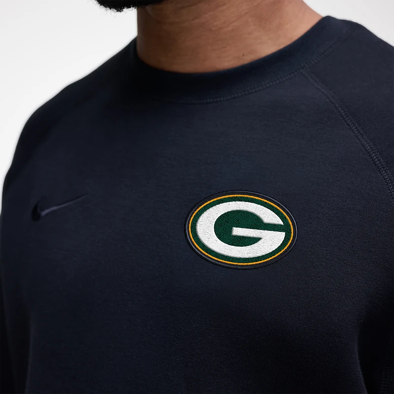 Men's Nike Black Green Bay Packers Tech Fleece Raglan Sweatshirt