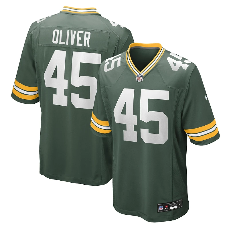 Maillot Nike Collin Oliver Green pour homme, équipe des Bay Packers