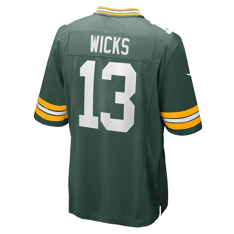 Maillot de match Nike Dontayvion Wicks pour homme, vert, Green Bay Packers