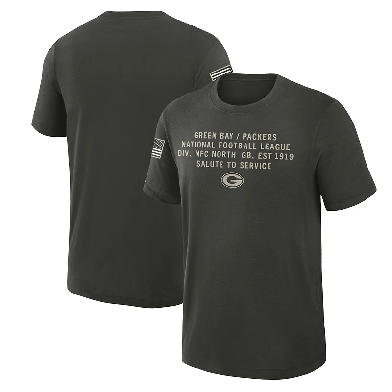 Men's Nike Forest Green Bay Packers 2025 Salute to Service Sideline Slub Dri-FIT T-Shirt