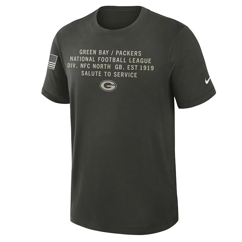 T-shirt Nike Forest Green Bay Packers 2025 Salute to Service Sideline Slub Dri-FIT pour homme