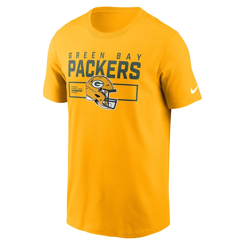 Men's Nike Gold Green Bay Packers Primetime Helmet Essential T-Shirt