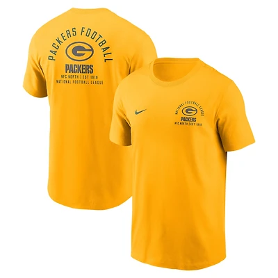 Men's Nike Gold Green Bay Packers Split Logo T-Shirt