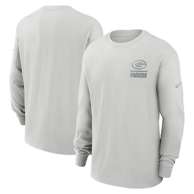 Men's Nike Gray Green Bay Packers Essential Heavy Max90 Long Sleeve T-Shirt