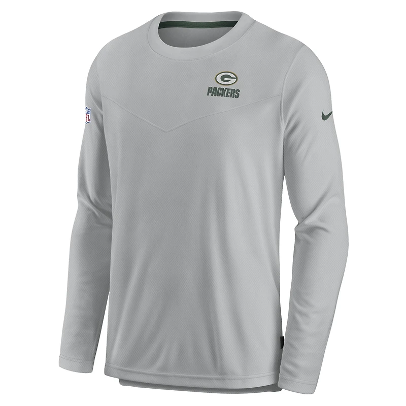 T-shirt à manches longues pour homme Nike Green Bay Packers Sideline Lockup Performance - Gris