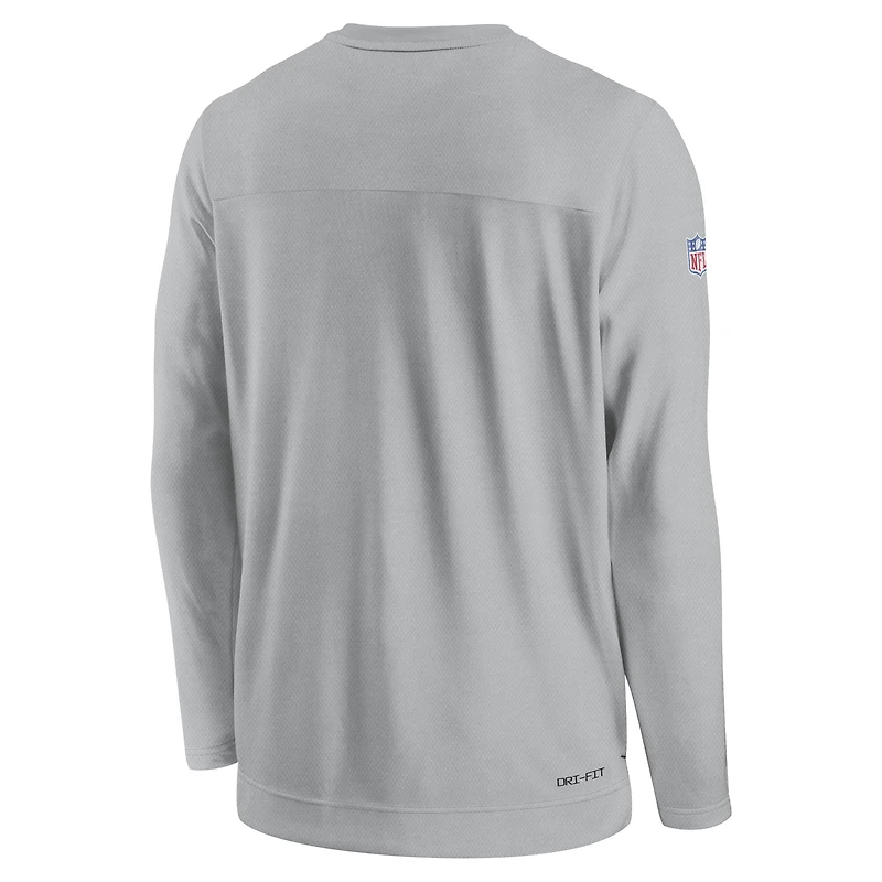 T-shirt à manches longues pour homme Nike Green Bay Packers Sideline Lockup Performance - Gris