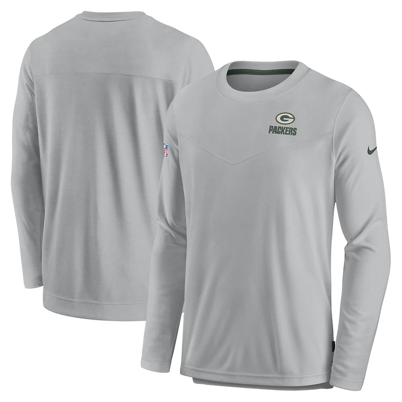 T-shirt à manches longues pour homme Nike Green Bay Packers Sideline Lockup Performance - Gris