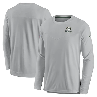 T-shirt à manches longues pour homme Nike Green Bay Packers Sideline Lockup Performance - Gris