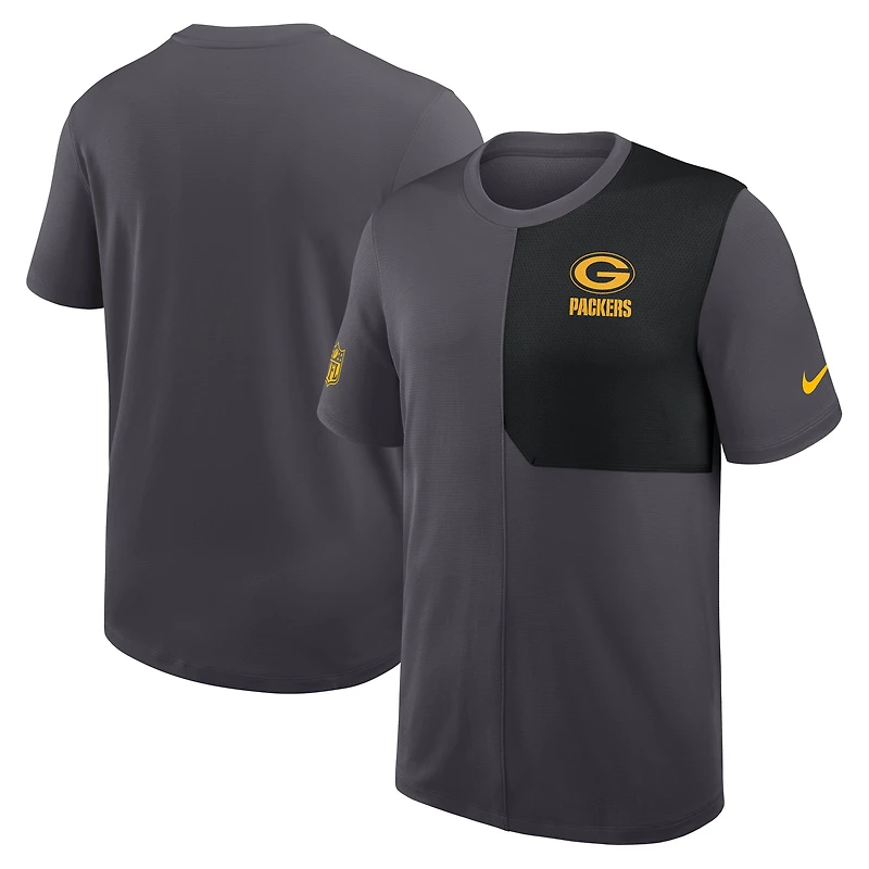T-shirt d'entraîneur Nike Green Bay Packers Sideline UV Dri-Fit pour homme, gris, résistant aux