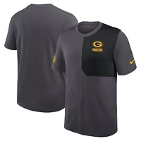 T-shirt d'entraîneur Nike Green Bay Packers Sideline UV Dri-Fit pour homme, gris, résistant aux