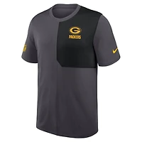 T-shirt d'entraîneur Nike Green Bay Packers Sideline UV Dri-Fit pour homme, gris, résistant aux