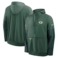 Veste à capuche Nike verte/vert forêt Green Bay Packers 2025 Sideline Coaches Anorak demi-zip pour homme