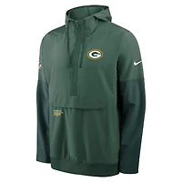 Veste à capuche Nike verte/vert forêt Green Bay Packers 2025 Sideline Coaches Anorak demi-zip pour homme