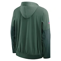 Men's Nike Green/Forest Green Bay Packers 2025 Sideline Coaches Anorak Half-Zip Hoodie Jacket