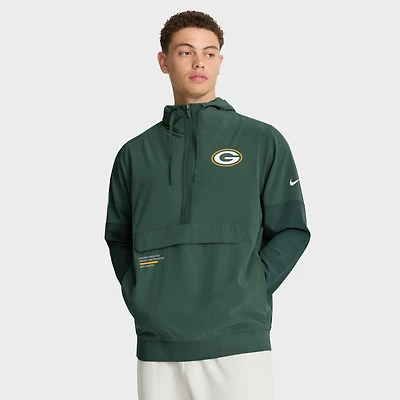 Veste à capuche Nike verte/vert forêt Green Bay Packers 2025 Sideline Coaches Anorak demi-zip pour homme