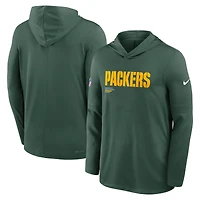 T-shirt à capuche manches longues Nike Green Bay Packers 2025 Sideline Pure Fury Dri-FIT pour homme
