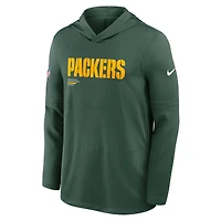 T-shirt à capuche manches longues Nike Green Bay Packers 2025 Sideline Pure Fury Dri-FIT pour homme