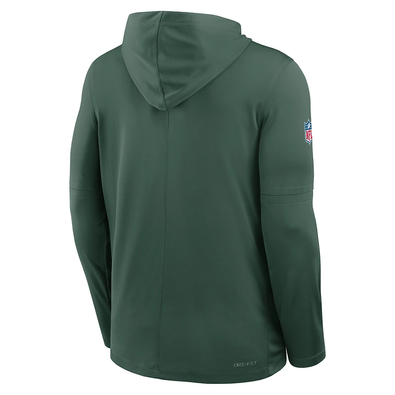 T-shirt à capuche manches longues Nike Green Bay Packers 2025 Sideline Pure Fury Dri-FIT pour homme