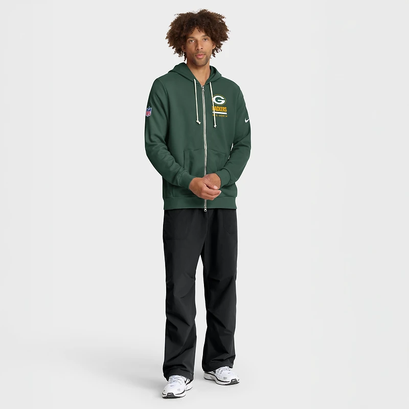 Sweat à capuche Nike Green Bay Packers 2025 Sideline Standard Issue Utility Player Dri-FIT entièrement zippé pour homme