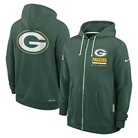 Sweat à capuche Nike Green Bay Packers 2025 Sideline Standard Issue Utility Player Dri-FIT entièrement zippé pour homme