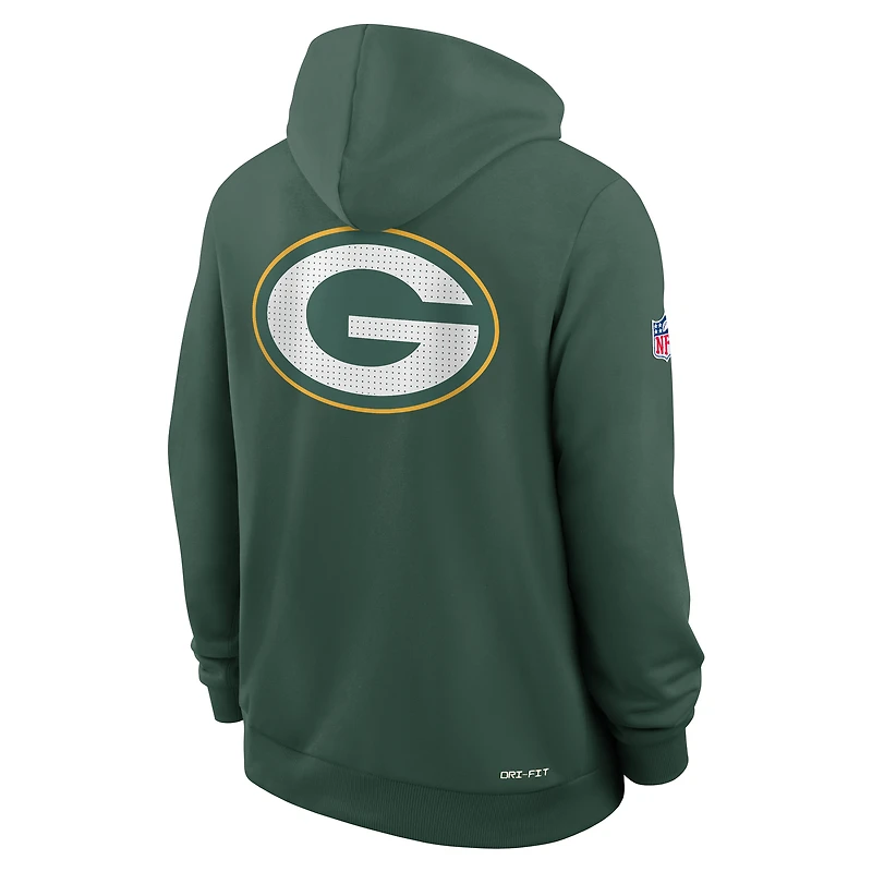 Sweat à capuche Nike Green Bay Packers 2025 Sideline Standard Issue Utility Player Dri-FIT entièrement zippé pour homme