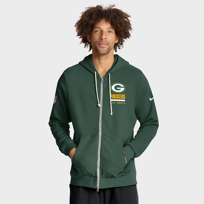 Men's Nike Green Bay Packers 2025 Sideline Standard Issue Utility Player Dri-FIT Full-Zip Hoodie