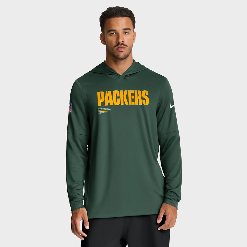 Men's Nike Green Bay Packers Big & Tall Sideline Dri-FIT Long Sleeve Hoodie T-Shirt