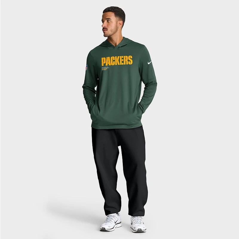 Men's Nike Green Bay Packers Big & Tall Sideline Dri-FIT Long Sleeve Hoodie T-Shirt
